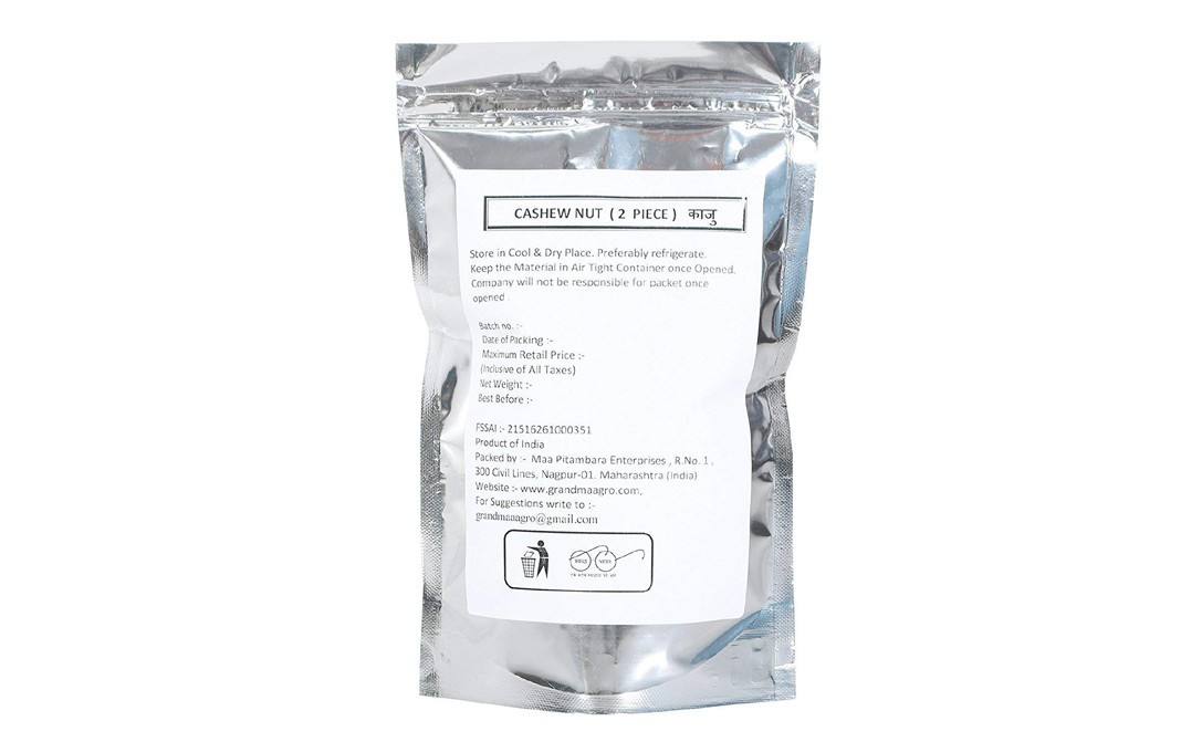 Grandma Agro 2 Piece Cashew Nuts    Pack  500 grams
